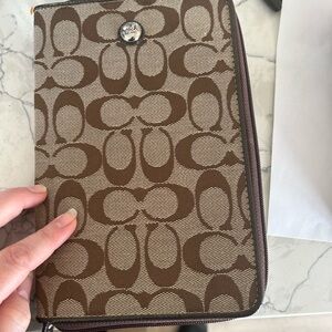 Coach Signature Brown and Cream Wallet